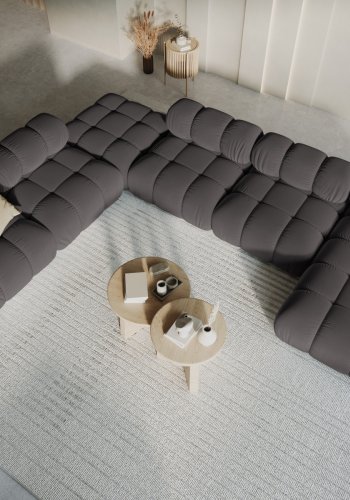 MICADONI Bellis Modular Panoramic hjrnesofa, venstre, 7 sder - antracitgr fljl og sort plastik