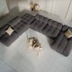 MICADONI Bellis Modular Panoramic hjrnesofa, venstre, 7 sder - antracitgr fljl og sort plastik