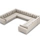 MICADONI Mamaia Panoramic U-sofa, 9 sder - beige stof og guld metal
