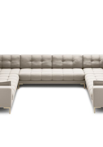 MICADONI Mamaia Panoramic U-sofa, 9 sder - beige stof og guld metal