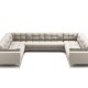 MICADONI Mamaia Panoramic U-sofa, 9 sder - beige stof og guld metal