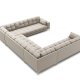 MICADONI Mamaia Panoramic U-sofa, 9 sder - beige stof og guld metal