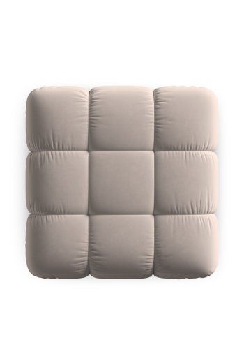 MICADONI Bellis puf, kvadratisk - beige fljl og sort plast (94x94x39)