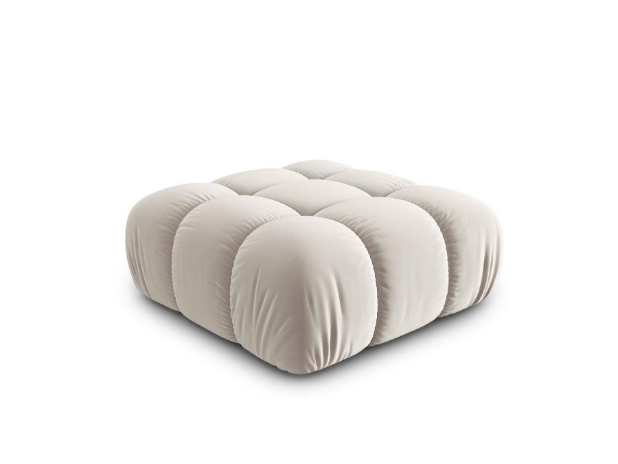 MICADONI Bellis puf, kvadratisk - beige fljl og sort plast (94x94x39)