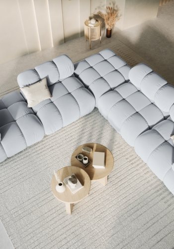 MICADONI Bellis puf, kvadratisk - bl fljl og sort plast (94x94x39)