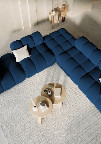 MICADONI Bellis puf, kvadratisk - bl fljl og sort plast (94x94x39)