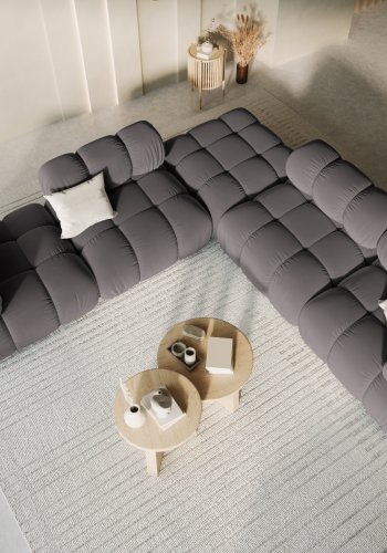 MICADONI Bellis puf, kvadratisk - antracitgr fljl og sort plast (94x94x39)