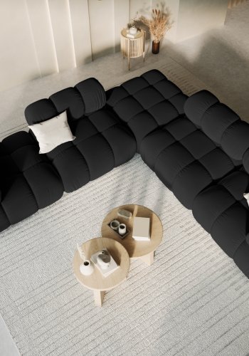 MICADONI Bellis puf, kvadratisk - sort fljl og sort plast (94x94x39)