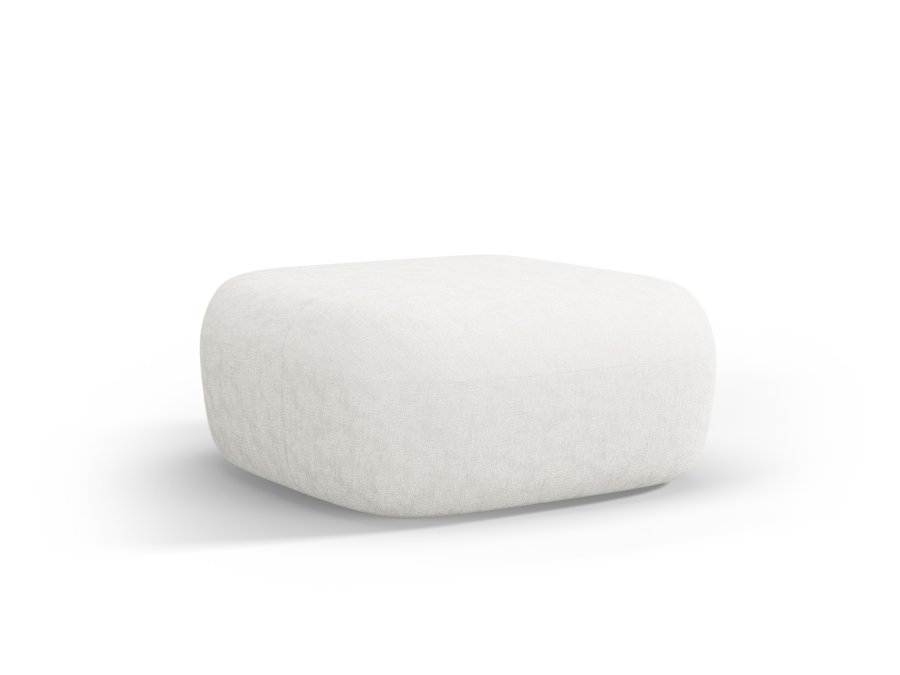 MICADONI Jenny puf, rektangulr - beige chenille og sort plast (90x88x40)