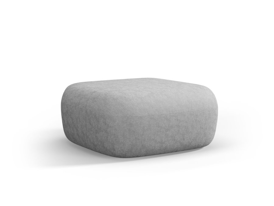 MICADONI Jenny puf, rektangulr - slv chenille og sort plast (90x88x40)