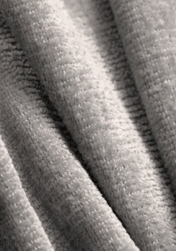 MICADONI Jenny puf, rektangulr - slv chenille og sort plast (90x88x40)