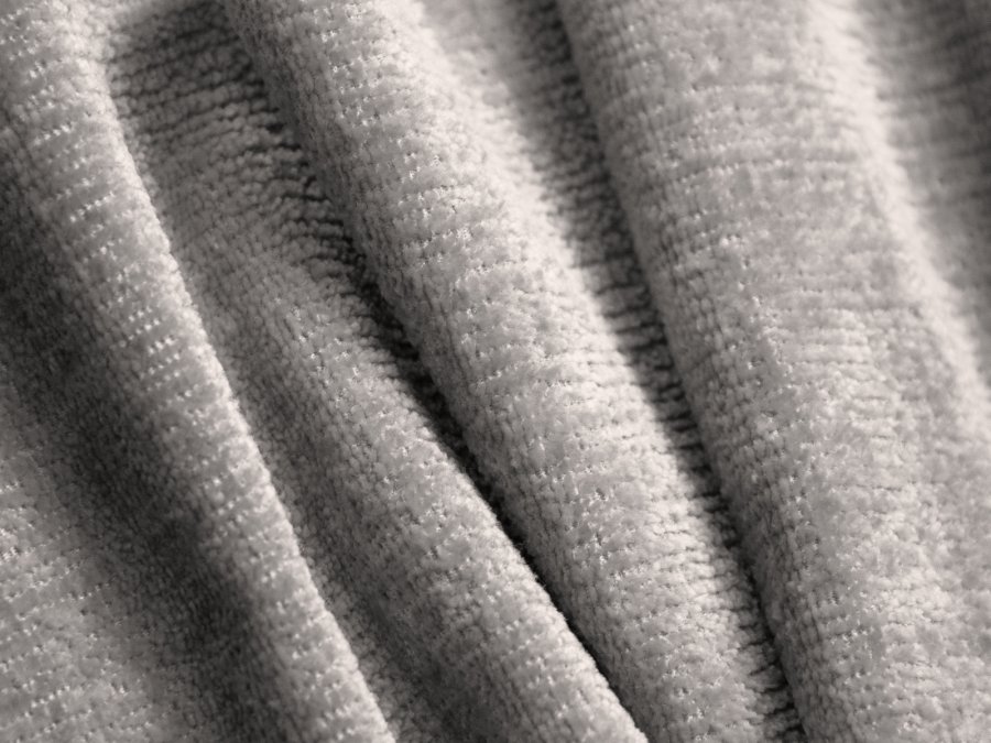 MICADONI Jenny puf, rektangulr - slv chenille og sort plast (90x88x40)