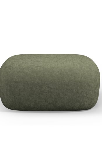 MICADONI Jenny puf, rektangulr - grn chenille og sort plast (90x88x40)