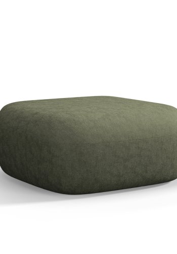 MICADONI Jenny puf, rektangulr - grn chenille og sort plast (90x88x40)