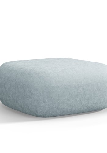 MICADONI Jenny puf, rektangulr - bl chenille og sort plast (90x88x40)