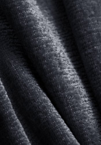 MICADONI Jenny puf, rektangulr - bl chenille og sort plast (90x88x40)