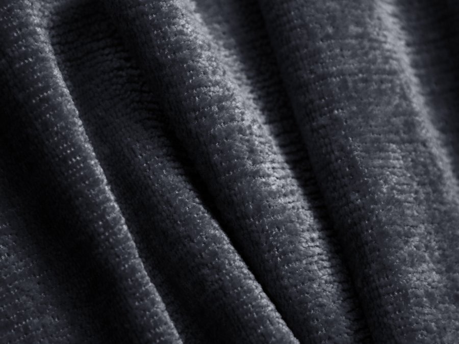 MICADONI Jenny puf, rektangulr - bl chenille og sort plast (90x88x40)