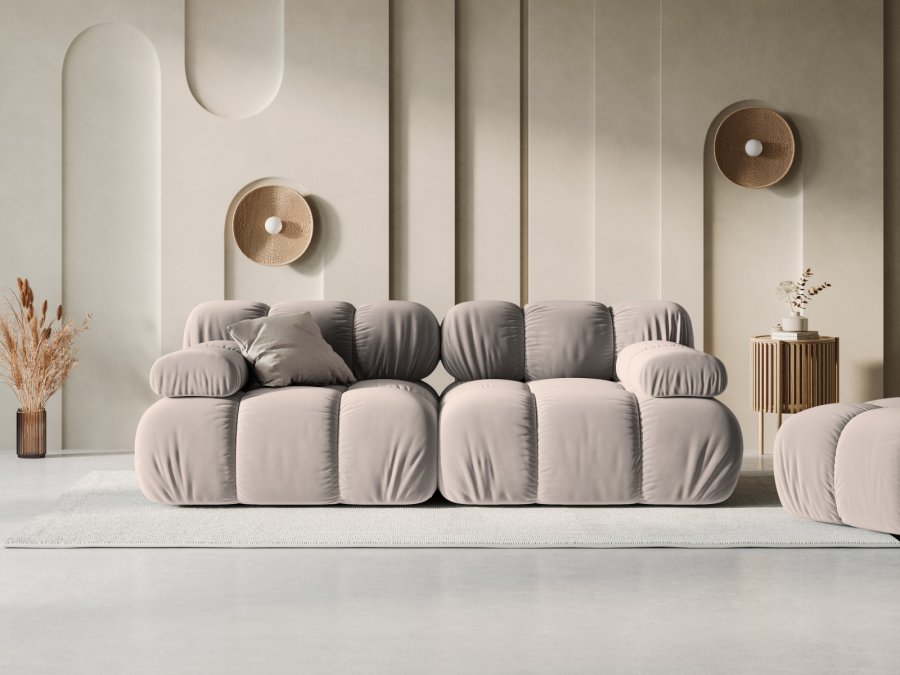 MICADONI Bellis Modul sofa, 2 sder - beige fljl og sort plastik