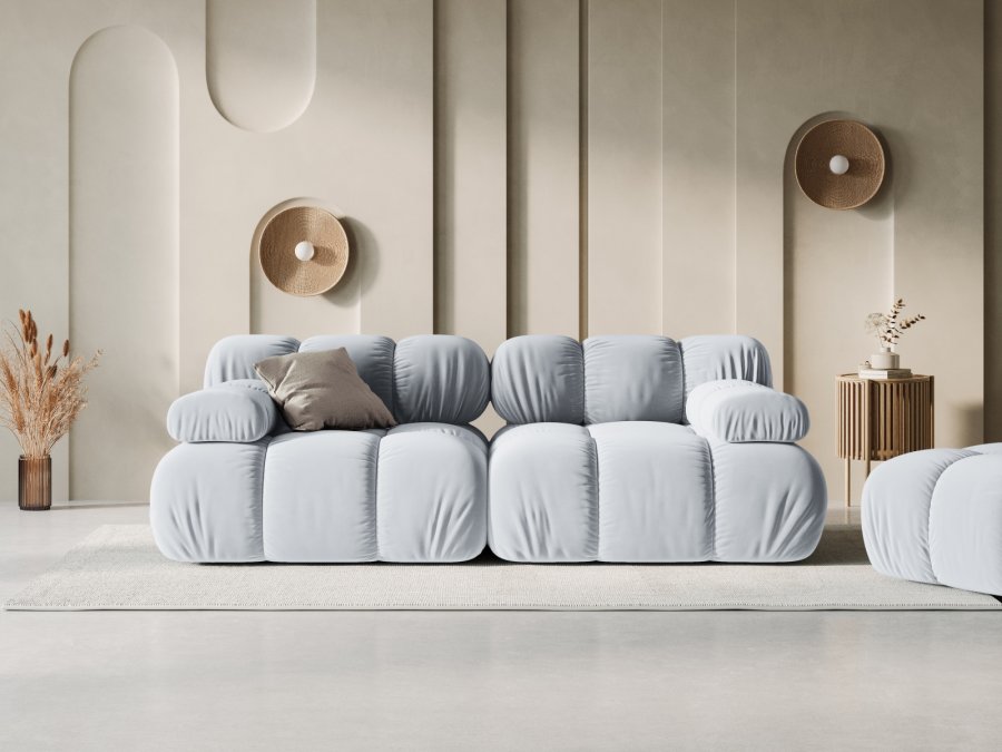MICADONI Bellis Modul sofa, 2 sder - bl fljl og sort plastik
