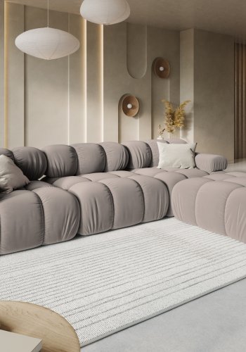 MICADONI Bellis Modul sofa, 3 sder - beige fljl og sort plastik