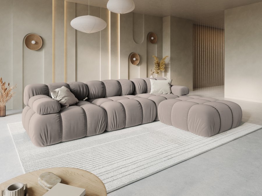 MICADONI Bellis Modul sofa, 3 sder - beige fljl og sort plastik