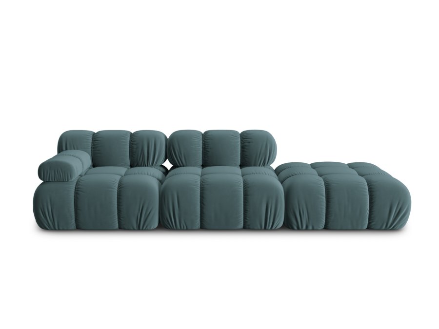 MICADONI Bellis Modul sofa, hjre, 4 sder - bl fljl og sort plastik