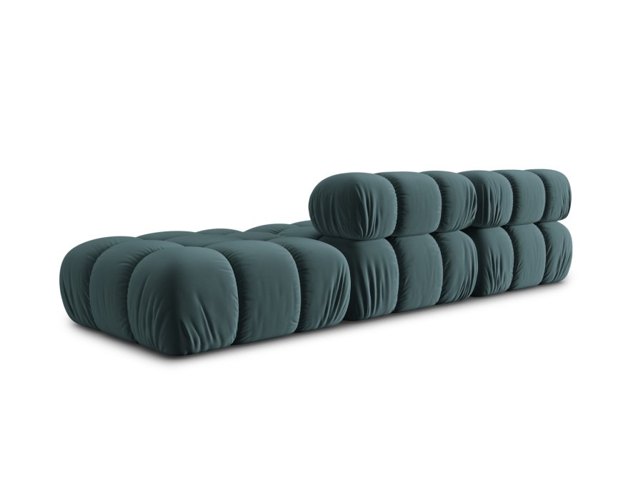 MICADONI Bellis Modul sofa, hjre, 4 sder - bl fljl og sort plastik