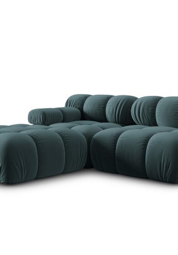 MICADONI Bellis Modul sofa, hjre, 4 sder - bl fljl og sort plastik