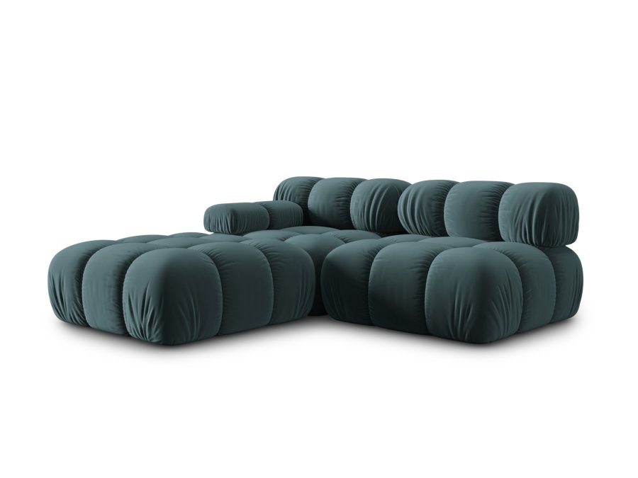 MICADONI Bellis Modul sofa, hjre, 4 sder - bl fljl og sort plastik