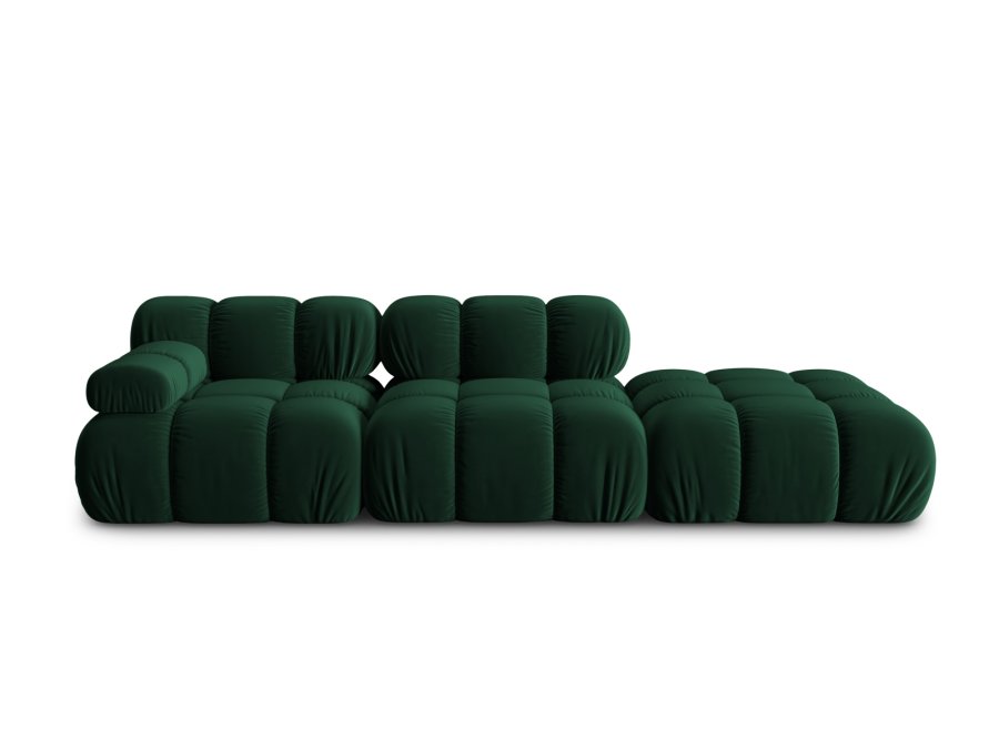 MICADONI Bellis Modul sofa, hjre, 4 sder - grn fljl og sort plastik