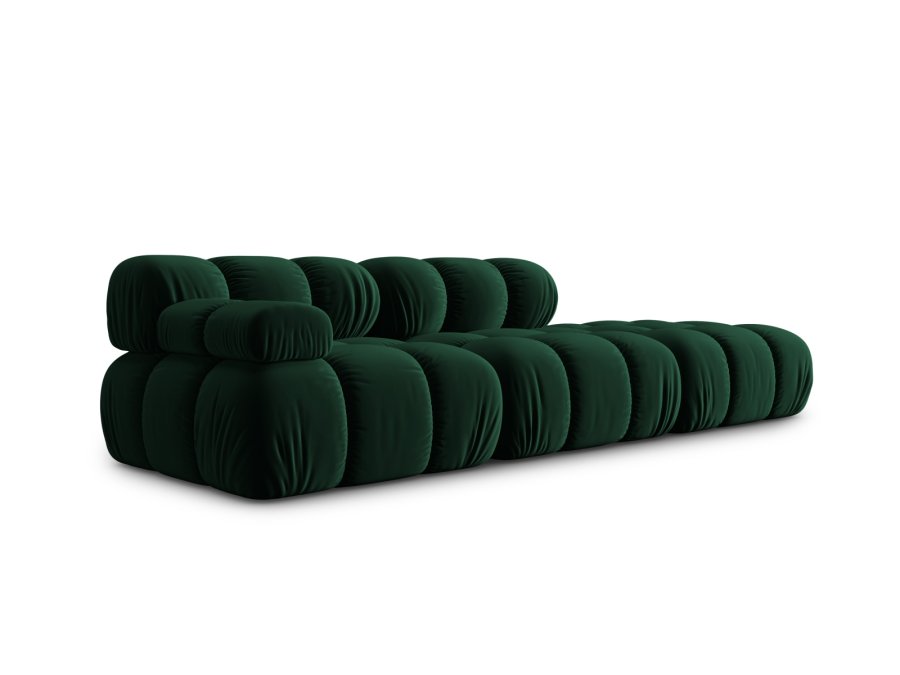 MICADONI Bellis Modul sofa, hjre, 4 sder - grn fljl og sort plastik
