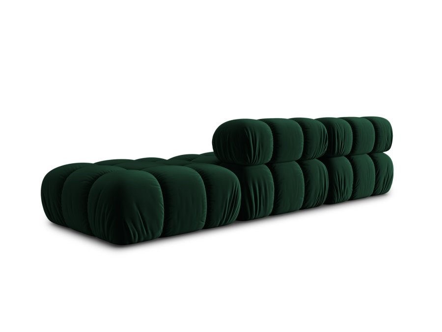 MICADONI Bellis Modul sofa, hjre, 4 sder - grn fljl og sort plastik