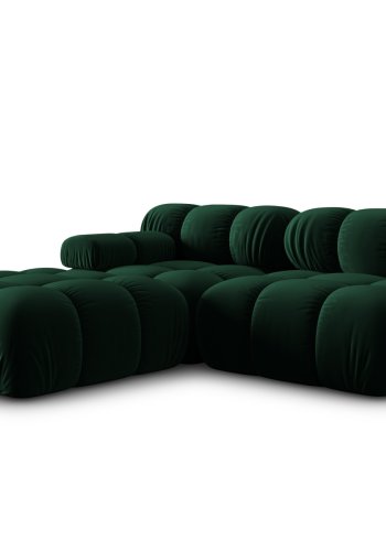 MICADONI Bellis Modul sofa, hjre, 4 sder - grn fljl og sort plastik