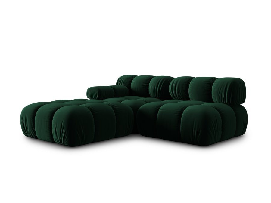 MICADONI Bellis Modul sofa, hjre, 4 sder - grn fljl og sort plastik
