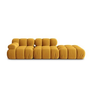 MICADONI Bellis Modul sofa, hjre, 4 sder - gul fljl og sort plastik