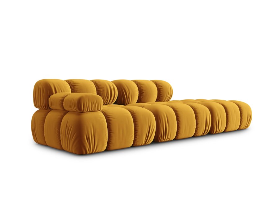 MICADONI Bellis Modul sofa, hjre, 4 sder - gul fljl og sort plastik