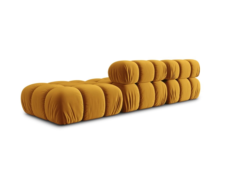 MICADONI Bellis Modul sofa, hjre, 4 sder - gul fljl og sort plastik