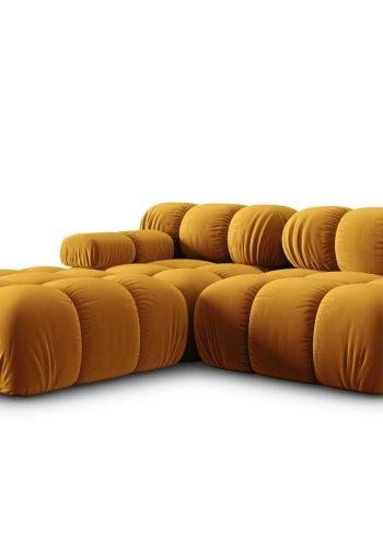 MICADONI Bellis Modul sofa, hjre, 4 sder - gul fljl og sort plastik