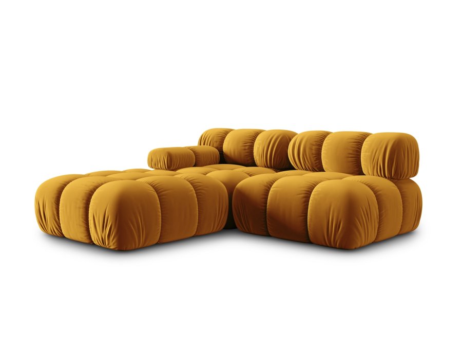 MICADONI Bellis Modul sofa, hjre, 4 sder - gul fljl og sort plastik
