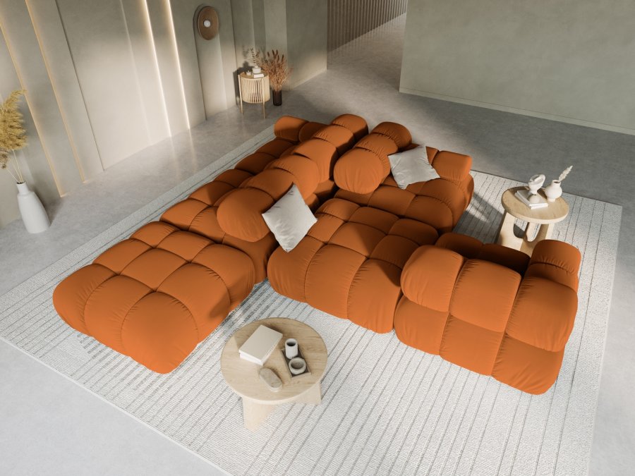 MICADONI Bellis Modul sofa, hjre, 4 sder - orange fljl og sort plastik