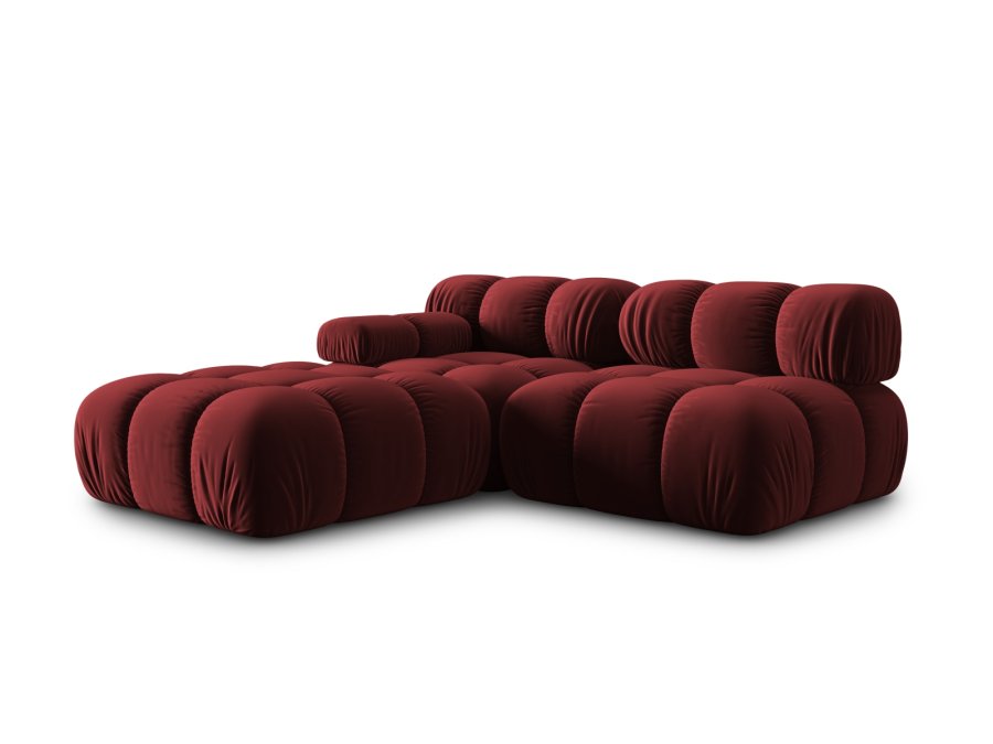 MICADONI Bellis Modul sofa, hjre, 4 sder - rd fljl og sort plastik