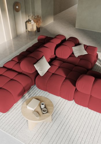 MICADONI Bellis Modul sofa, hjre, 4 sder - rd fljl og sort plastik