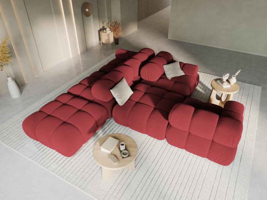 MICADONI Bellis Modul sofa, hjre, 4 sder - rd fljl og sort plastik