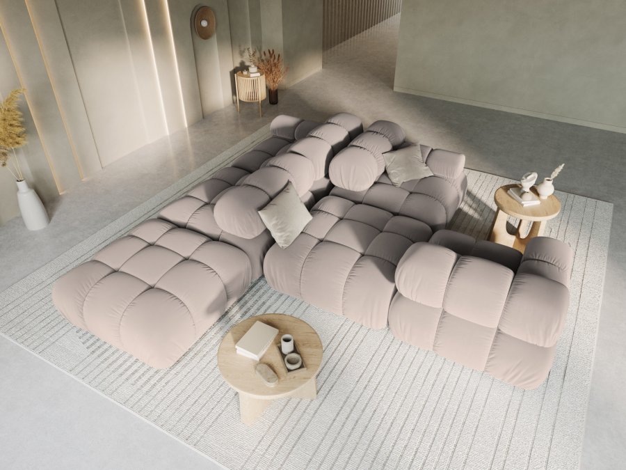 MICADONI Bellis Modul sofa, hjre, 4 sder - beige fljl og sort plastik