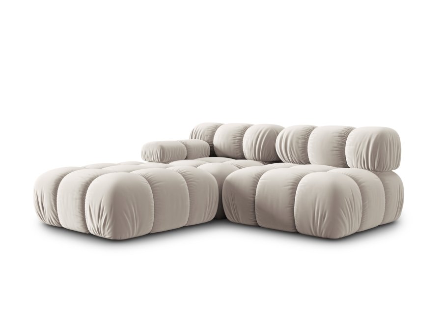MICADONI Bellis Modul sofa, hjre, 4 sder - beige fljl og sort plastik