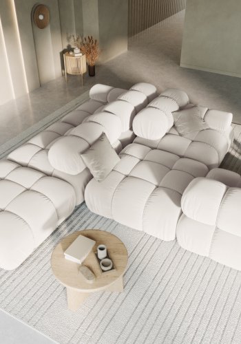 MICADONI Bellis Modul sofa, hjre, 4 sder - beige fljl og sort plastik