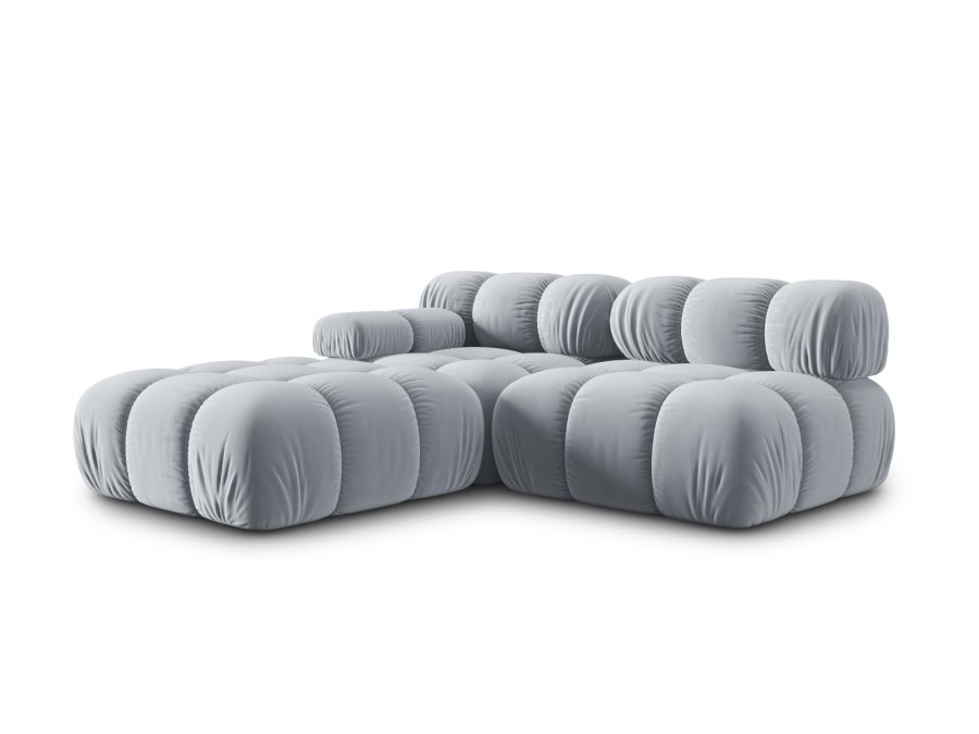 MICADONI Bellis Modul sofa, hjre, 4 sder - bl fljl og sort plastik
