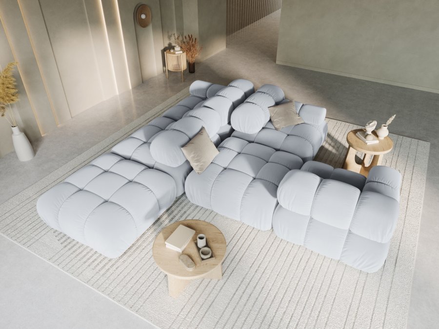 MICADONI Bellis Modul sofa, hjre, 4 sder - bl fljl og sort plastik