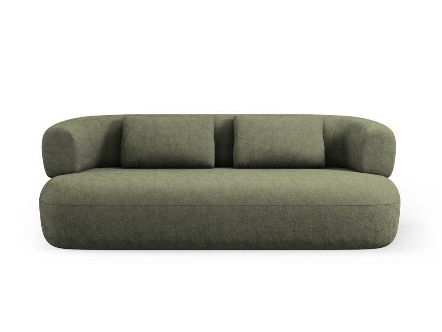 MICADONI Jenny sofa, 3 sder - grn chenille og sort plast