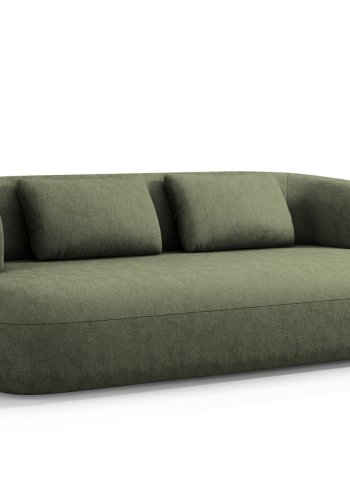 MICADONI Jenny sofa, 3 sder - grn chenille og sort plast